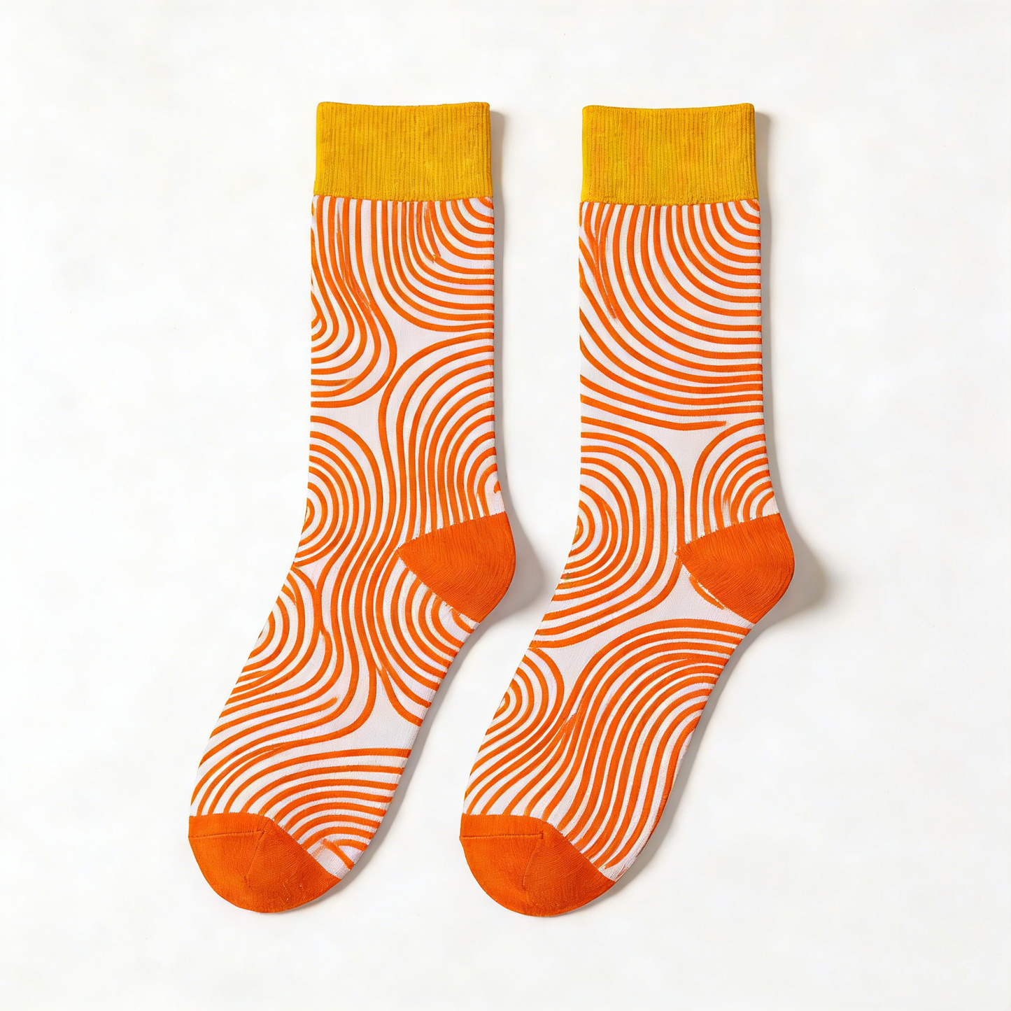 Orange and White Swirling Socks