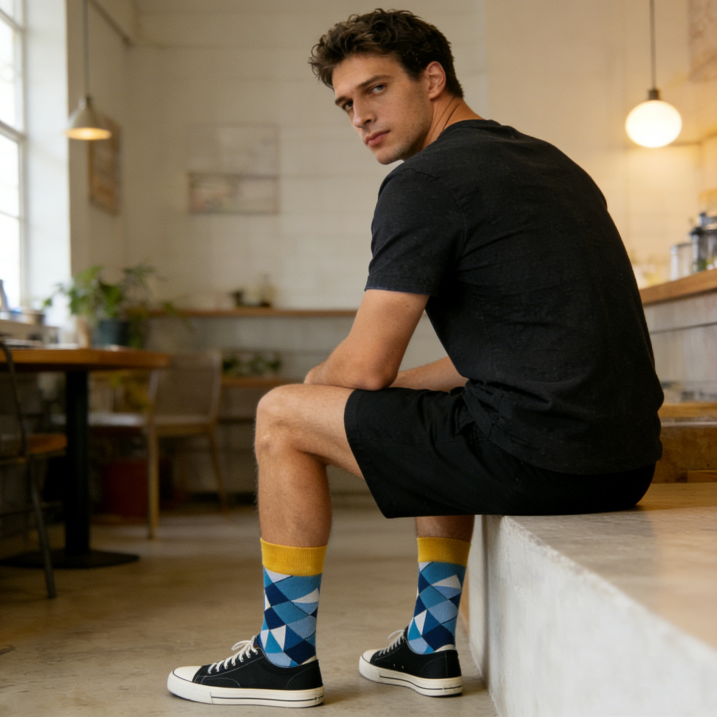 Geometric Diamond Socks