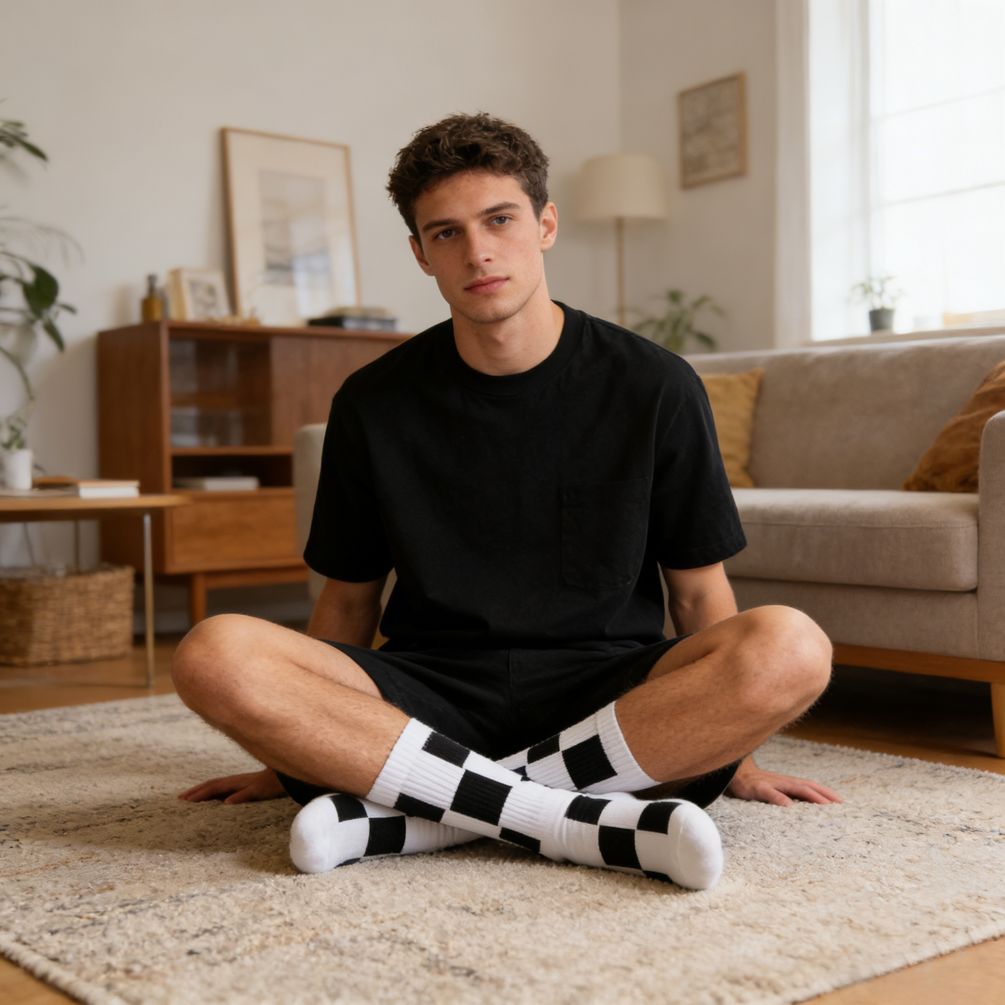 Black and White Checkered Socks