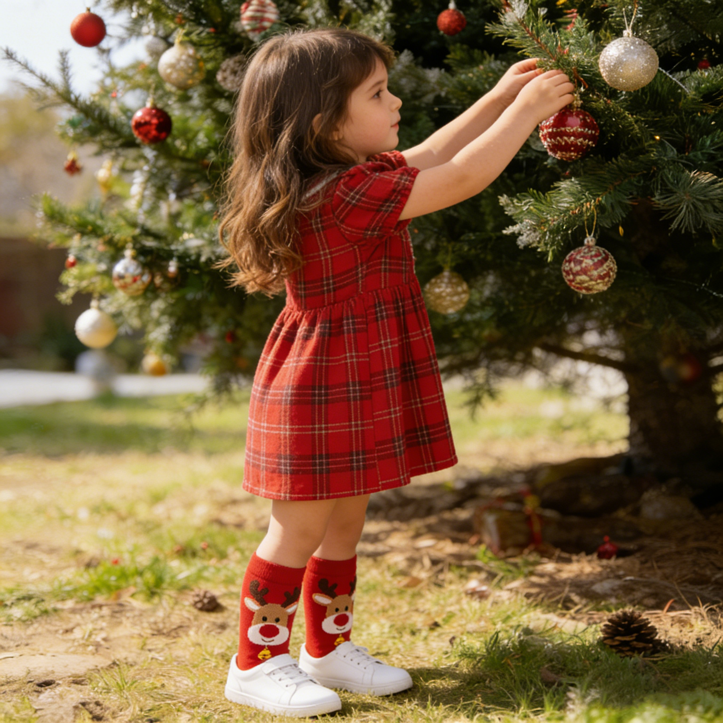 Red Christmas reindeer stockings